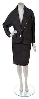 * A Chanel Charcoal Grey Wool Skirt Suit,