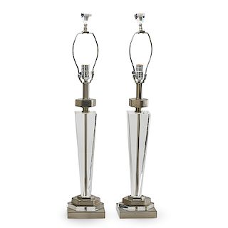 PAIR OF ART DECO STYLE GLASS TABLE LAMPS