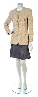 * A Chanel Multicolor Tweed Jacket, Skirt size 42.
