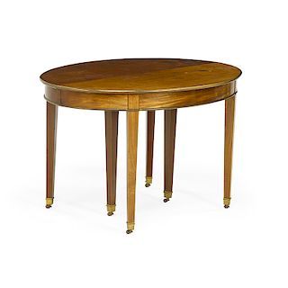 NEOCLASSICAL STYLE BRASS BOUND MAHOGANY DINING TABLE