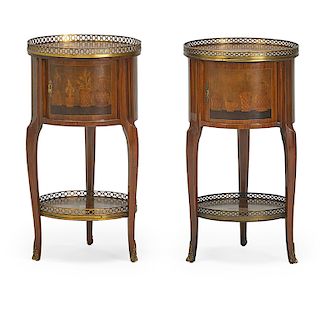 PAIR OF LOUIS XV/XVI TRANSITIONAL STYLE SIDETABLES