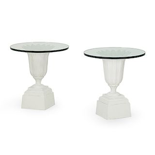 PAIR OF URN SIDE TABLES