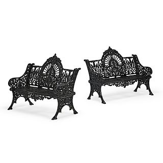 PAIR OF VICTORIAN STYLE CAST IRON BENCHES