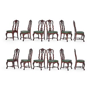PORTUGUESE ROCOCO STYLE MAHOGANY DINING CHAIRS