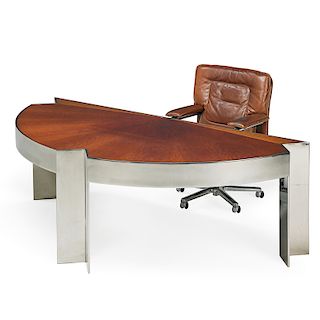 LEON ROSEN FOR PACE COLLECTION MEZZALUNA DESK WITH CHAIR