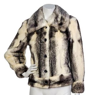 * A Chombart Ivory and Brown Cropped Fur Coat,