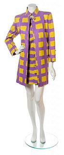 A Christian Lacroix Purple and Yellow Dress Ensemble, Jacket size 8.