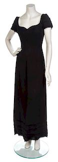 A Claude Montana Black Linen Day Dress,