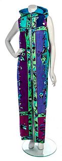 * An Emilio Pucci Purple and Aqua Print Terrycloth Beach Dress, Size 10.