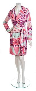 * An Emilio Pucci Pink Print Poly Raincoat,
