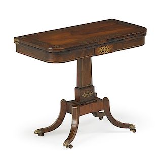 REGENCY BRASS INLAID ROSEWOOD GAMES TABLE