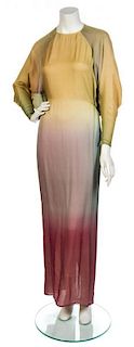 * A Galanos Multicolor Ombre Silk Gown,