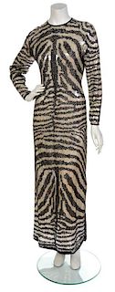 A Halston Zebra Sequin Pattern Gown,