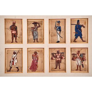 SET OF EIGHT INDIAN COMPANY PAINTINGS