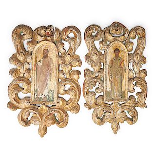 PAIR OF GREEK ICONS & ARCHITECTURAL ELEMENTS