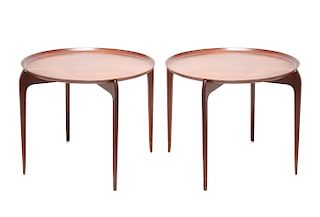 Fritz Hansen Danish Modern Round Side Tables, Pr