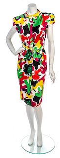 * A Thierry Mugler Multicolor Pop Print Cotton Dress, Size 40.