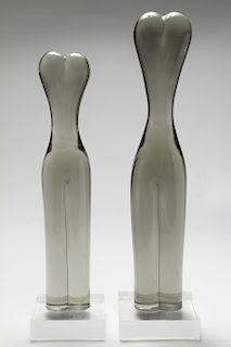 Abstract Art Glass Female Torso Sculptures, 2
