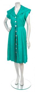 An Yves Saint Laurent Green Linen Dress, Size 36.
