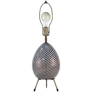 Venini Modern Murano Glass Egg Form Table Lamp