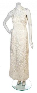* Cream Lace and Sequin Gown,