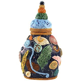 Postmodern Memphis Manner Art Pottery Covered Urn