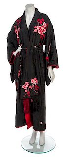 A Black and Red Silk Kimono,