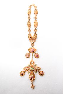 Christian Lacroix Gold-Tone Glass Pendant Necklace