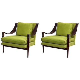 Enfield Modern Armchairs w Leather Swing Arms