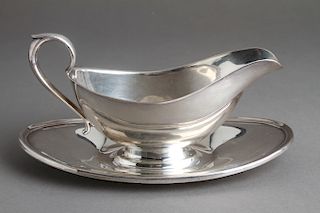 Gorham Sterling Silver Sauce Boat w Underplate