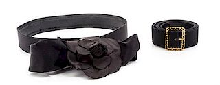 * Two Chanel Black Textile Belts,