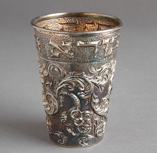 Judaica Sterling Silver Repousse Kiddush Cup