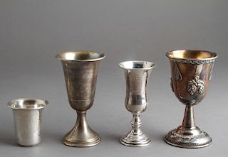 Judaica Sterling Silver Kiddush Cups Group of 4