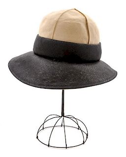 A Christian Dior Black and Khaki Straw Sun Hat,