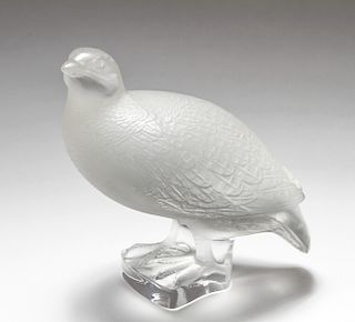 Lalique "Standing Partridge" Art Glass Sculpture