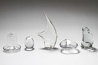 Colorless Art Glass Accessories incl. Lalique, 5