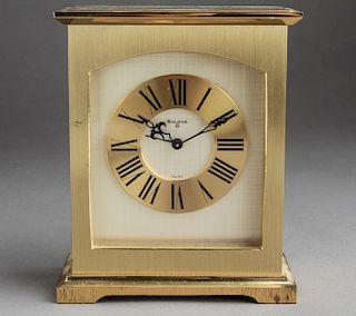 Bulova 8-Day Brass Mantel / Desk Alarm Clock