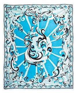 An Emilio Pucci Blue Print Scarf, 45 x 39 inches.