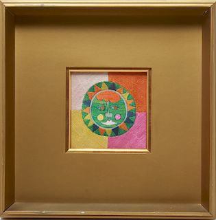 Mid-Century Modern "Sun" Embroidered Picture