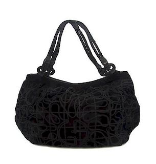 A Giorgio Armani Black Velvet Large Evening Bag, 18 x 10 x 3 inches.