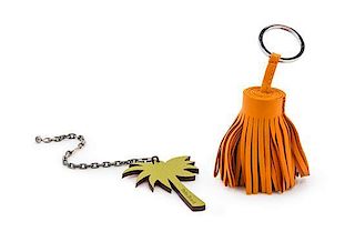 * An Hermes Orange Leather Carmen Tassel Key Chain,