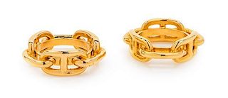 * A Pair of Hermes Goldtone Scarf Rings.