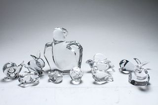Colorless Crystal Figurines, incl. Orrefors, 10 Pc