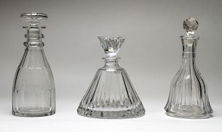 Colorless Cut Glass Decanters, Group of 3