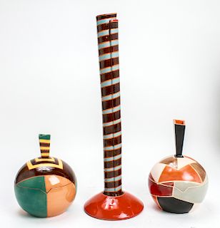 RF Signed Contemporary Art Pottery Vessels, 3 Pcs.
