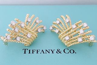 TIFFANY & CO. Schlumberger 18K Gold Diamond Earrings