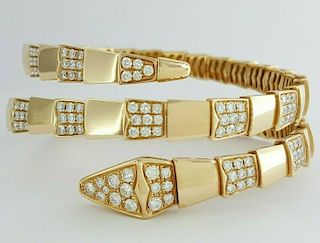 Bulgari 18K Rose / Pink Gold 6TCW Diamond Bracelet