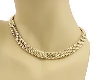 Tiffany & Co. 18k Gold 10mm Wide Mesh Design Collar