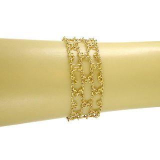 Gucci 18k Gold 4 Strand G Logo Chain Link Wide Bracelet