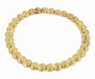 Tiffany & Co 18K Gold SPIRO Swirl Link Collar Necklace